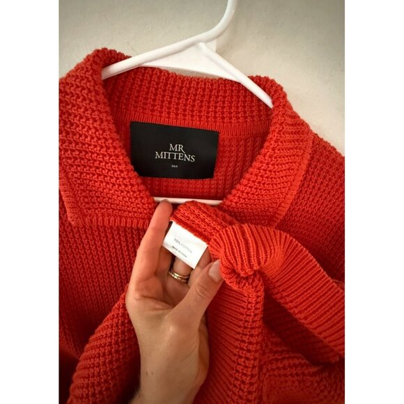 I love Mr.Mittens Cardigan Orange Button up Chunky Knit Sweater Womens XS/S S XS - Picture 2 of 3